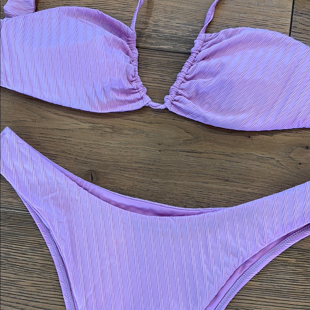 Monday Swimwear Lilac Ribbed Bikini Set - Picture 2 of 4